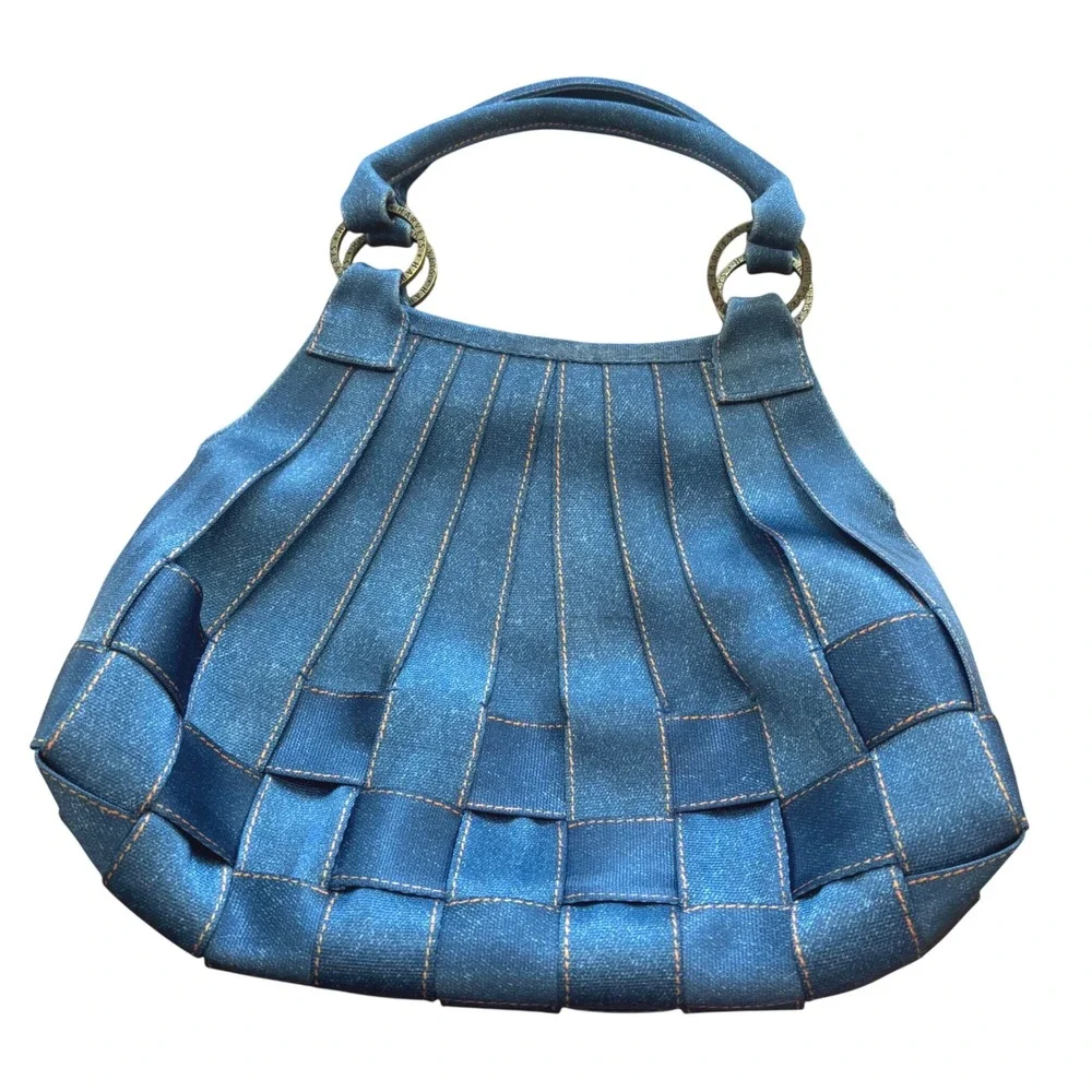 Harvey's Seatbelt Bag Stella Denim Blue Indigo Teardrop Curved Shape Satchel Bag - Picture 1 of 14